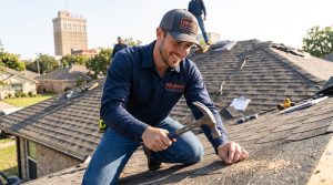Roofer performing roof maintenance in Waco, TX.
