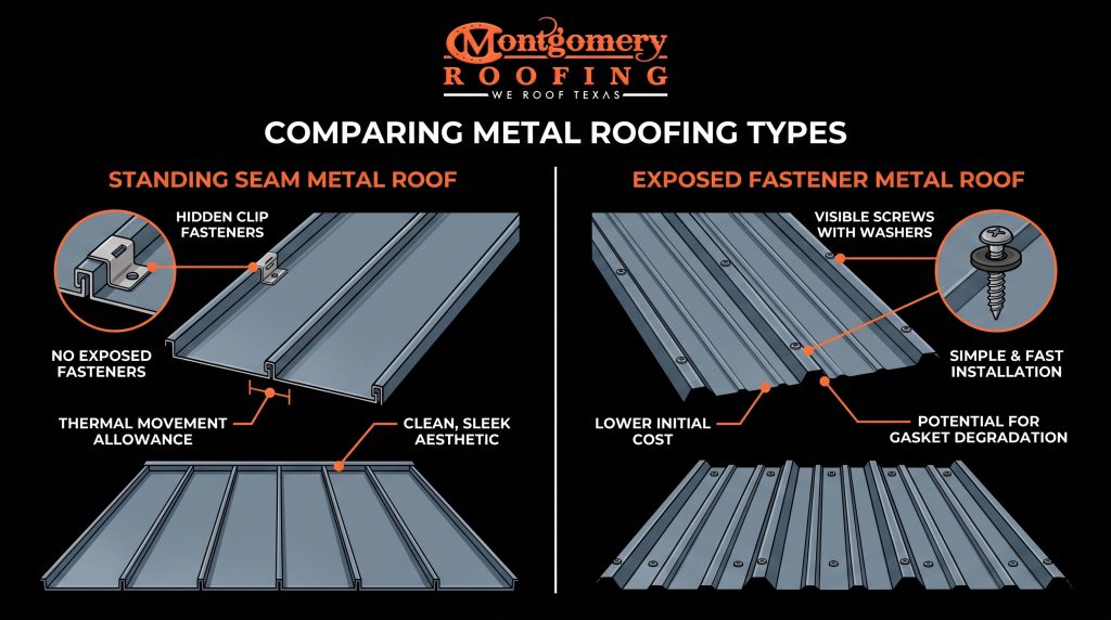 standing seam vs exposed fastener metal roof